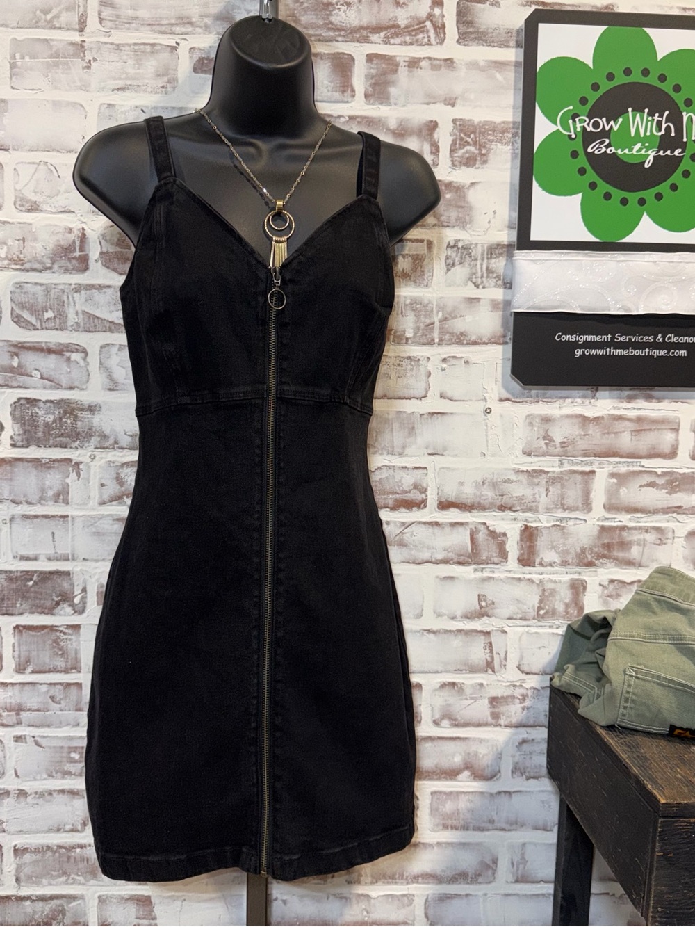 Garage Black Zip-Front Mini Dress